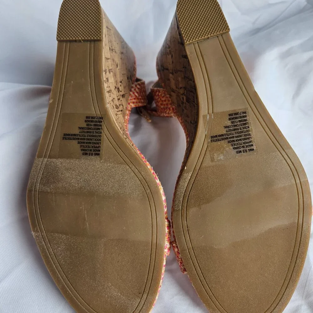 LC Lauren Conrad Pink & Orange Woven Wedge sandals size‎ 9.5